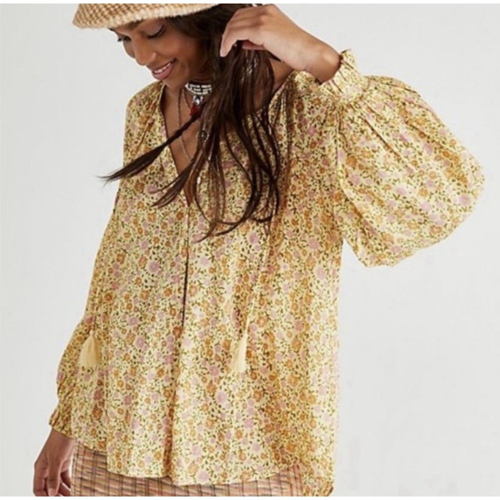 Spell & The Gypsy Collective Rae Peasant Blouse Daisy Yellow Cottagecore Boho